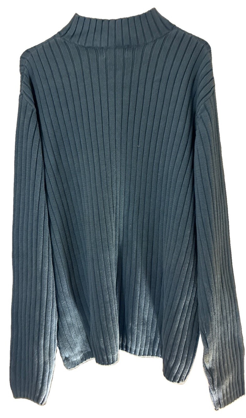Cable Knit Wool Blend Blue Turtleneck Sweater Women’s XL